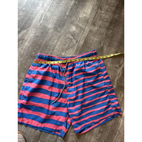 Boardies Mens L Blue Pink Stripe 6" Swim Shorts Elastic Drawstring Waist Pockets - Picture 4 of 10